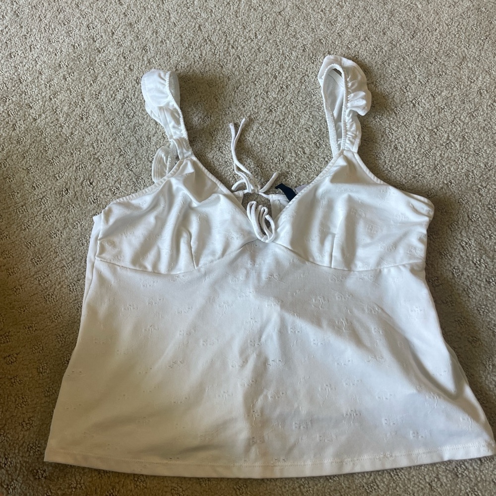 H&M White Camisole with Ruffled Straps